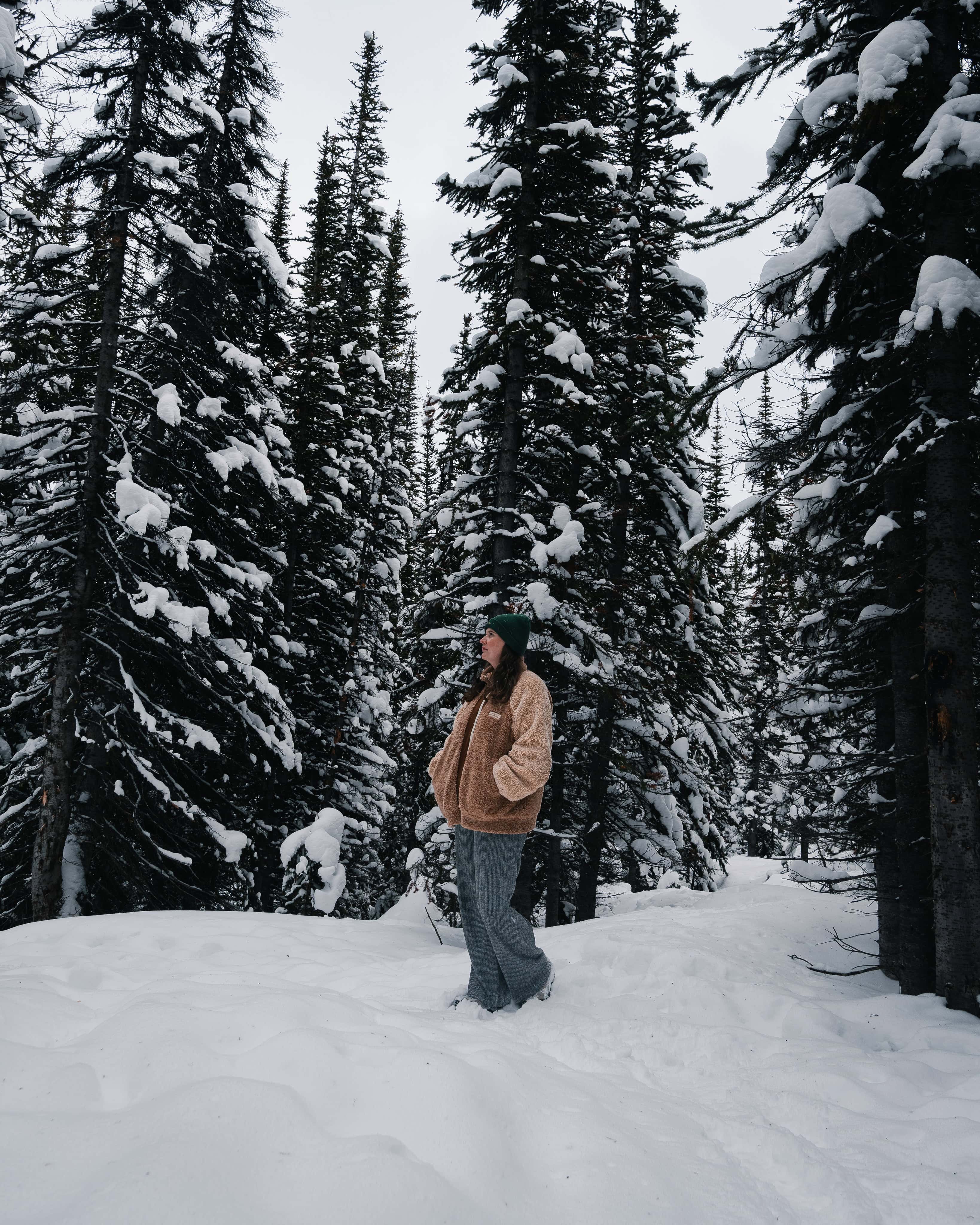 Anna in the snowy Canadian forest
