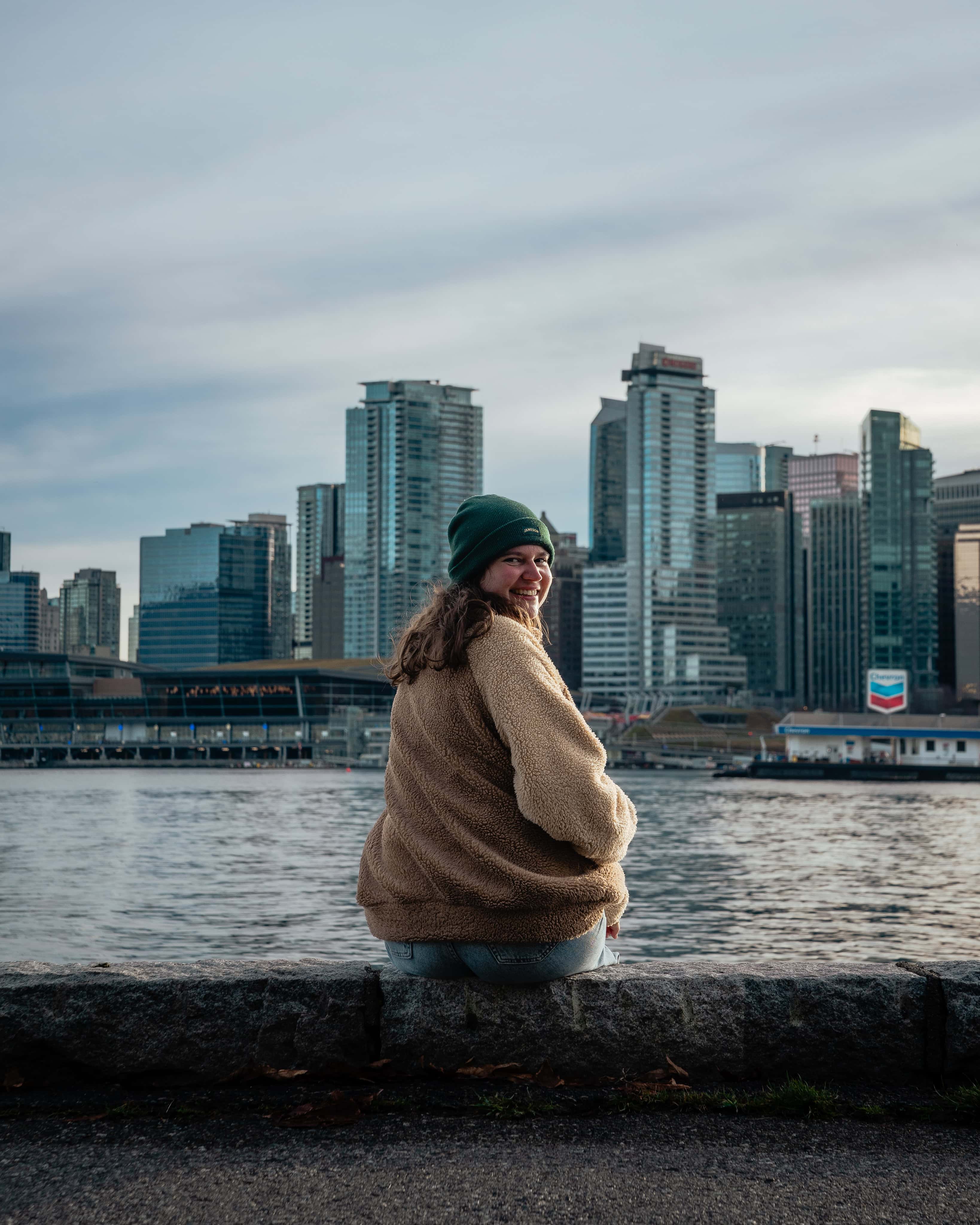 Anna infront of Vancouver skyline